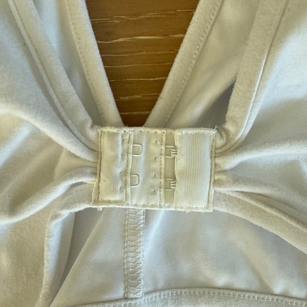 Joah Brown Crop Top Long Sleeve V Neck V back Size XS/X White - Picture 3 of 8
